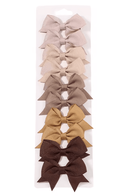 10Pcs Handmade Solid Ribbon Bow Hair Clips for Baby Girls – Cute Bowknot Barrettes & Headwear Accessories