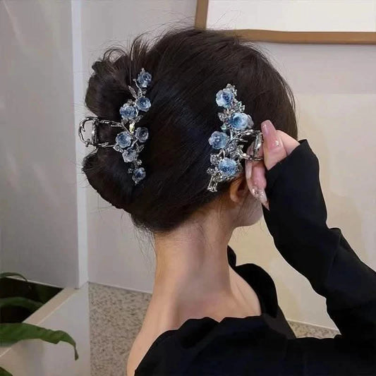 New Camellia Flower Grab Clip for Women – Retro Ponytail Braid Metal Hair Clip, Fashion Accessories for Sweet Girls