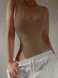 Women’s Casual Bodycon Knit Bodysuit - Sexy Sleeveless Off Shoulder Halter Top for Summer Women’s Casual Bodycon Knit Bodysuit - Sexy Sleeveless Off Shoulder Halter Top for Summer