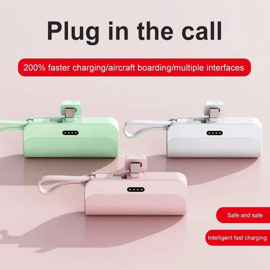 Mini Power Bank 5000mAh - Portable External Battery Charger for iPhone, Samsung, Xiaomi