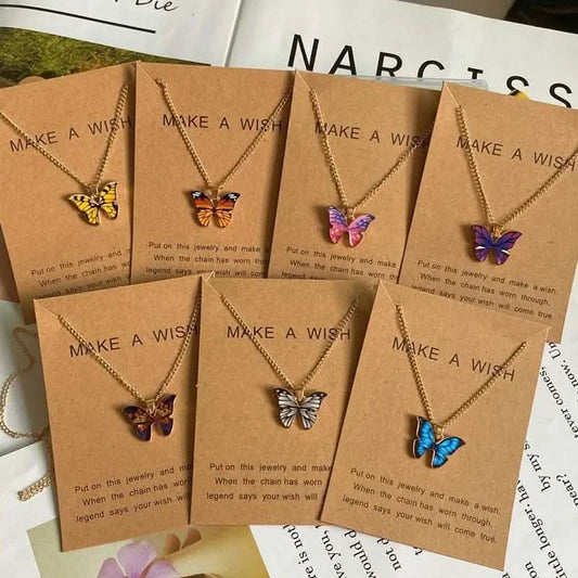 Elegant Butterfly Pendant Necklace – Multicolor Clavicle Chain for Women
