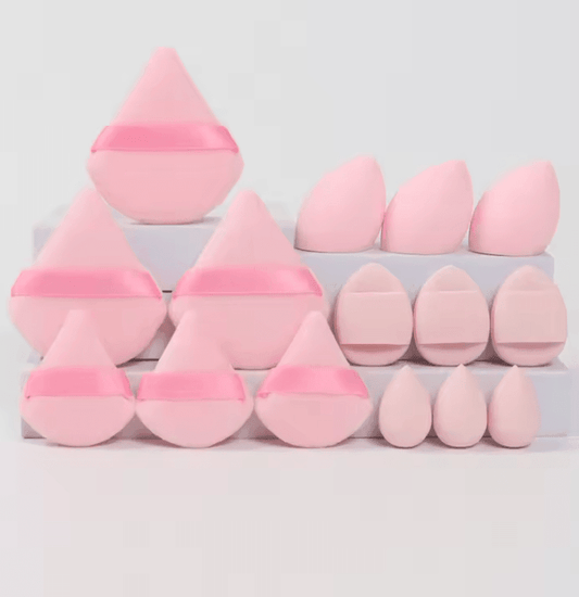 20-Piece Pink Makeup Sponge & Puff Set – Perfect for Cream, Powder & Concealer Application
