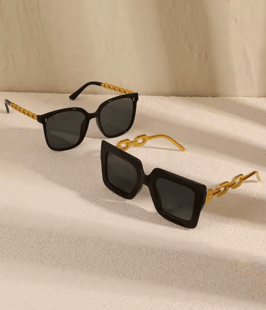 2/5 PCS Fashion Cat Eye & Square Sunglasses – Metal Frame Shades for Women & Men