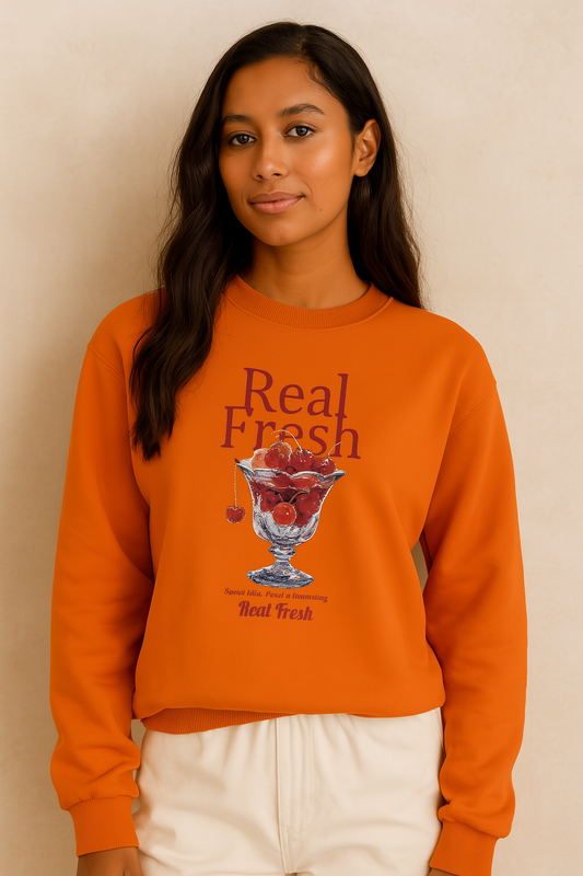 Fresh Cherry Print Sweatshirt – Cute & Cozy Women's Fleece Pullover