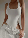 Women’s Casual Bodycon Knit Bodysuit - Sexy Sleeveless Off Shoulder Halter Top for Summer Women’s Casual Bodycon Knit Bodysuit - Sexy Sleeveless Off Shoulder Halter Top for Summer