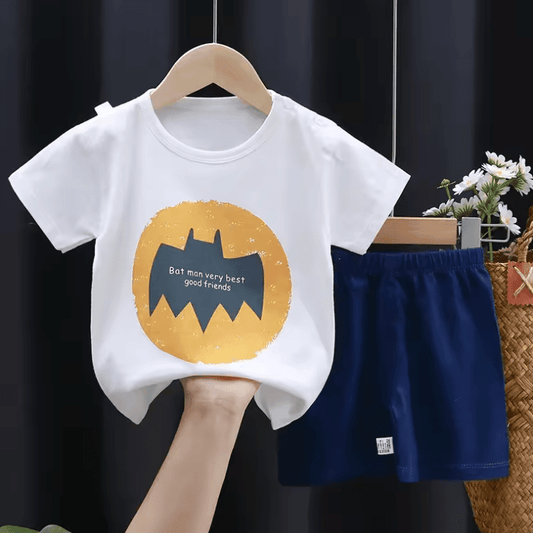2PCS Kids Clothing Set – Boys & Girls Cotton T-Shirt + Shorts for Summer – Comfortable Short Sleeve Toddler Suit for Baby & Children