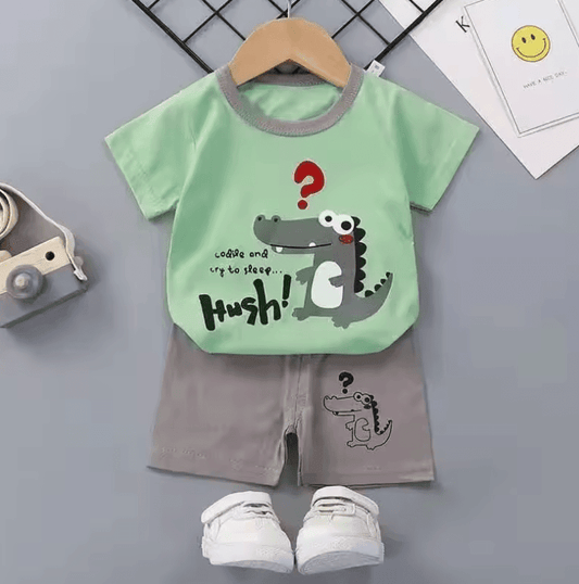 2PCS Kids Clothing Set – Boys & Girls Cotton T-Shirt + Shorts for Summer – Comfortable Short Sleeve Toddler Suit for Baby & Children