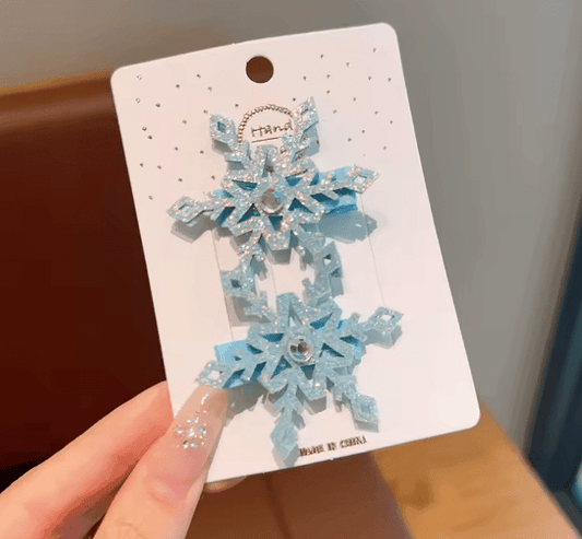 2Pcs Winter Frozen Snowflake Hairpin – Elsa Princess Hair Clip for Girls