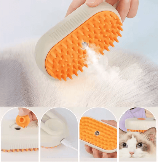 3-in-1 Cat & Dog Steam Brush - Electric Spray Grooming Comb for Hair Removal & Massage
