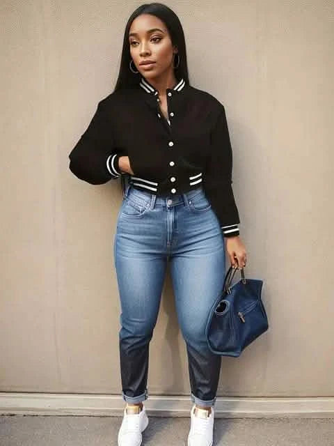 Women’s Pure Color Baseball Jacket – European Style Single-Breasted for Spring and Autumn