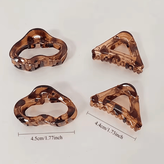 4PC Set Leopard Print Hair Claw Clips – European & American Style for Women & Girls