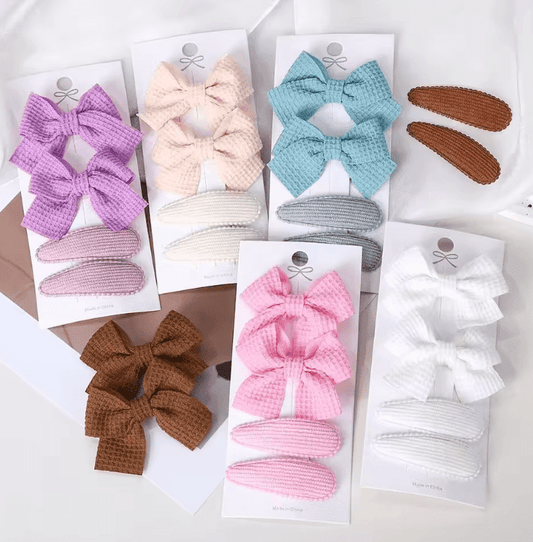 4Pcs/Set Cute BB Clip Bows Hair Clips – Handmade Bows Hairpins for Baby Girls