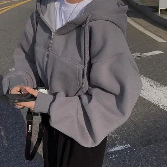 Autumn Fashion Women’s Hooded Sweatshirt – Y2K Crop Top Hoodie with Long Sleeves, Streetwear Style