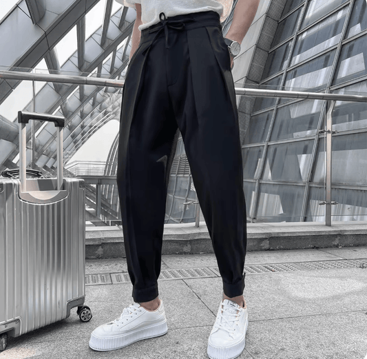2025 Summer Men’s Elastic Waist Suit Pants – Drape Business Casual Trousers for Office, Social, and Party Wear