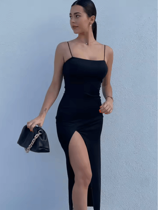 VIRA Women’s Red and Black Slim Fit Bodycon Midi Dress - New Year & Christmas Party Edition
