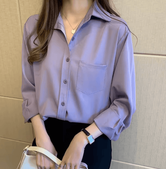 Women’s Casual Long Sleeve Blouses | Spring & Autumn Solid Color Shirts