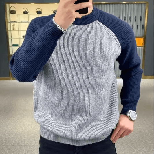 Men’s Retro Patchwork Sweater – Casual Warm Harajuku Pullover for Autumn & Winter