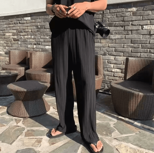 Men’s Summer Loose-Fit Ice Silk Pants - Trendy Draped Nine-Point Casual Trousers