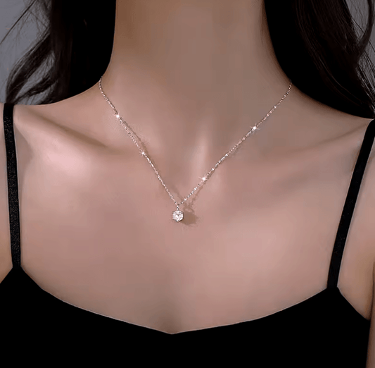 Hot 925 Sterling Silver Plated Necklace – Sparkling AAA Zircon Clavicle Chain for Women