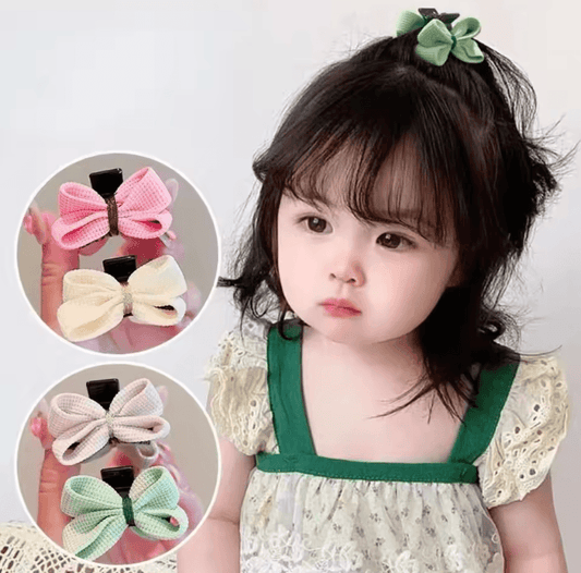 2PCS New Korean Cute Mini Bow Hair Clips – Kawaii Hair Claw Clips for Girls & Kids