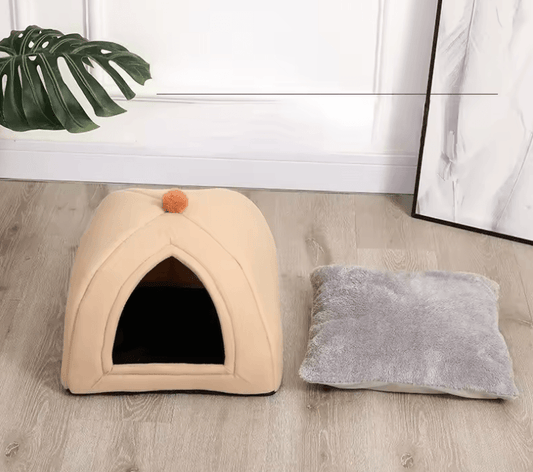 Large Space Cat & Small Dog Bed - Removable, Washable Semi-Enclosed House