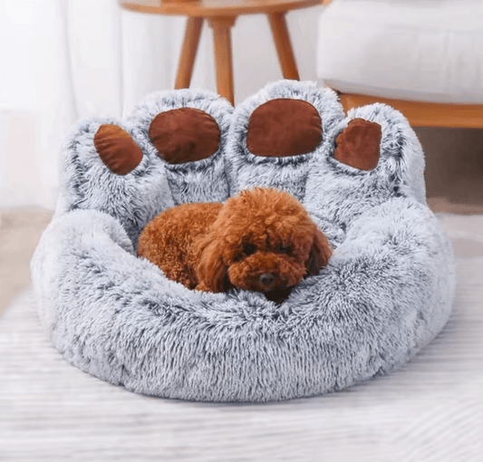 Bear Paw Dog & Cat Bed - Cozy, Soft, Fluffy Pet Sofa for All Sizes