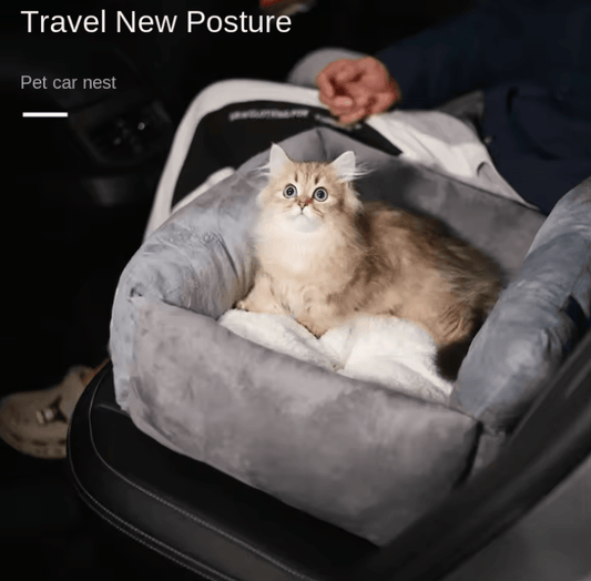 Dog Car Seat - Secure SUV Puppy Bed with Adjustable Strap & Non-Slip Bottom