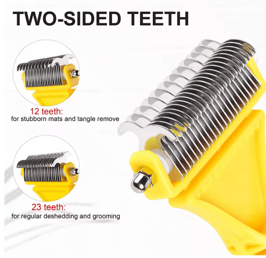 Stainless Steel Pet Grooming Brush - Two-Sided Shedding & Dematting Comb for Dogs & Cats