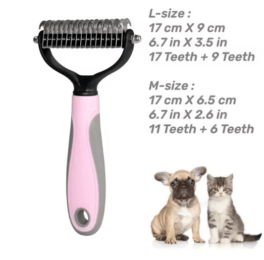 Stainless Steel Pet Grooming Brush - Two-Sided Shedding & Dematting Comb for Dogs & Cats