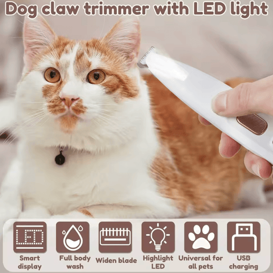 New Dog Paw Trimmer with LED Light - Waterproof Pet Hair Clippers & Grooming Tool