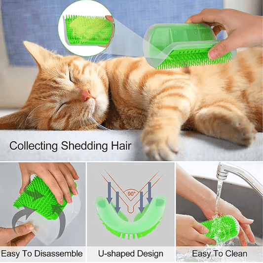 Cat Scratcher Massager & Grooming Brush - Pet Hair Remover & Comb for Cats & Kittens