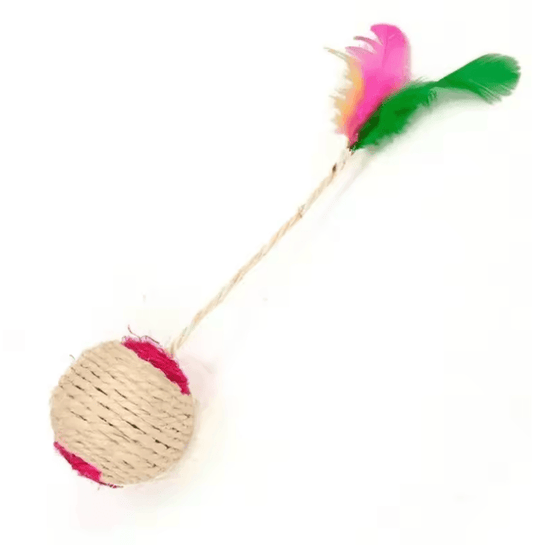 1Pc Cat Sisal Scratching Ball - Interactive Training Toy with Feather for Kittens