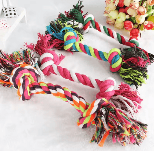Durable Dog Chew Toy - Bite-Resistant Cotton Rope Knot for Small Dogs & Puppies