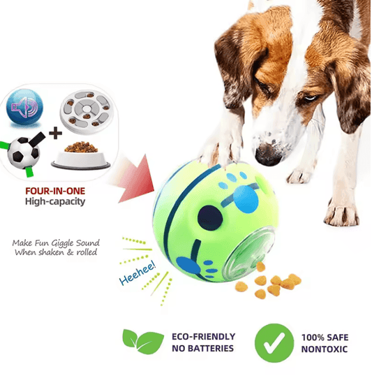 Interactive Giggle Ball Dog Toy - Food Dispensing Squeaky Puzzle Toy for All Dogs