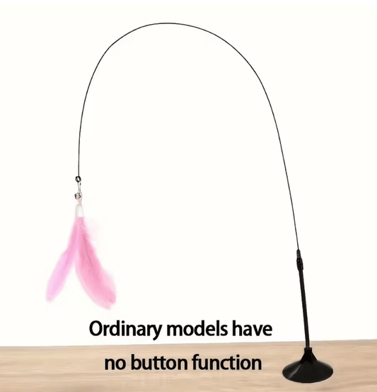 Interactive Cat Teaser Wand with Bell & Feather – Long Suction Cup Pole for Endless Playtime Fun