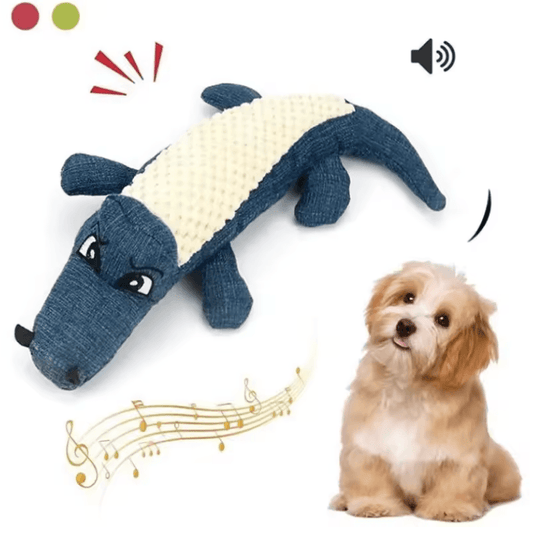 Interactive Alligator Plush Dog Toy – Chew, Squeak & Teeth Cleaning Fun