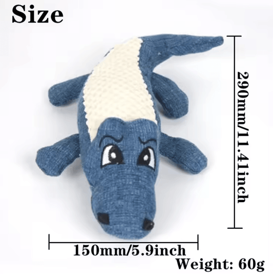 Interactive Alligator Plush Dog Toy – Chew, Squeak & Teeth Cleaning Fun