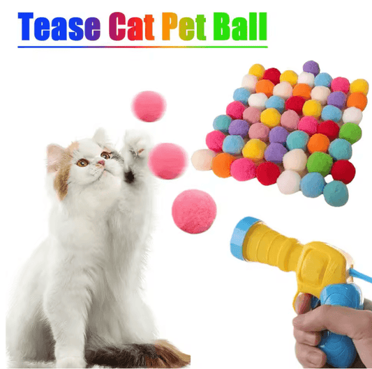 Interactive Cat Shooting Toy – Mini Launcher with Plush Balls
