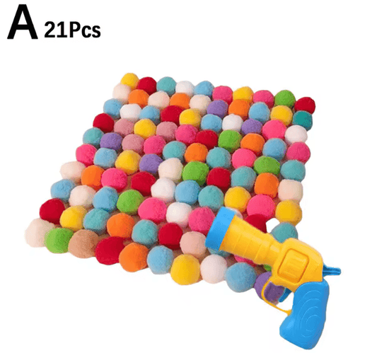 Interactive Cat Shooting Toy – Mini Launcher with Plush Balls