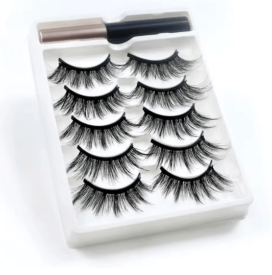 5 Pairs Magnetic Eyelashes with Eyeliner | Reusable Thick & Natural False Lashes