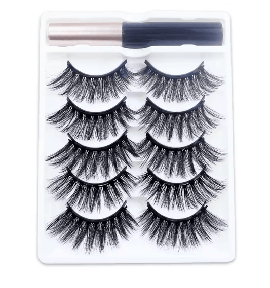 5 Pairs Magnetic Eyelashes with Eyeliner | Reusable Thick & Natural False Lashes