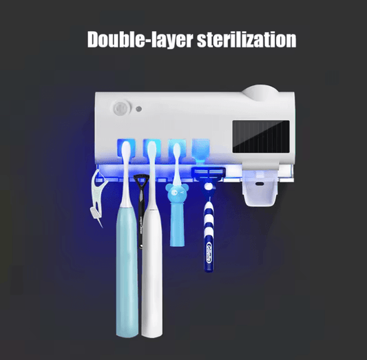 Automatic Solar-Powered UV Toothbrush Holder & Sterilizer with Toothpaste Dispenser