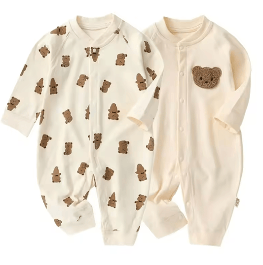 Adorable Autumn Baby Romper for Boys & Girls - Cartoon Bear Printed Jumpsuit | Korean-Style Toddler Outfit