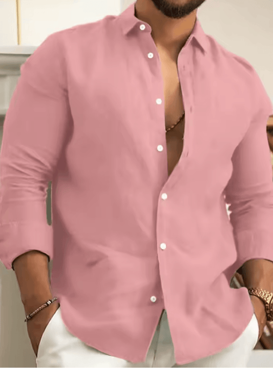 Men’s Classic Cotton Button-Down Shirt – Long Sleeve, Stylish & Comfortable