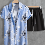 2025 2-delige bloemenpak set voor heren-Casual shirt en shorts met korte mouwen-Summer Beach Outfit voor buitenreizen en Hawaiiaanse stijl 2025 2-delige bloemenpak set voor heren-Casual shirt en shorts met korte mouwen-Summer Beach Outfit voor buitenreizen en Hawaiiaanse stijl