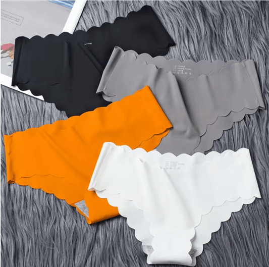 4PCS Women’s Seamless Ice Silk Underwear – Soft Breathable Panties with Cotton Crotch – High-End Japanese Style Lingerie Set