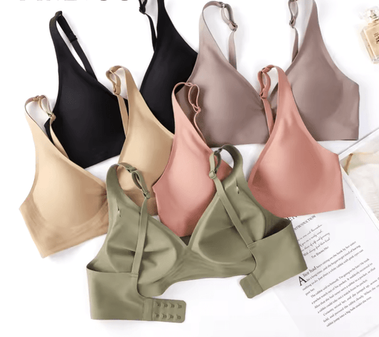 FINETOO Women’s Wireless Deep V Bralette – Seamless Padded Soft Bra, Sexy Comfortable Lingerie S–XL