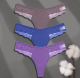 FINETOO 3PCS Women’s Cotton Lace Thongs – Low Waist Sexy G-String Panties, Solid Color Breathable Bikini Lingerie FINETOO 3PCS Women’s Cotton Lace Thongs – Low Waist Sexy G-String Panties, Solid Color Breathable Bikini Lingerie