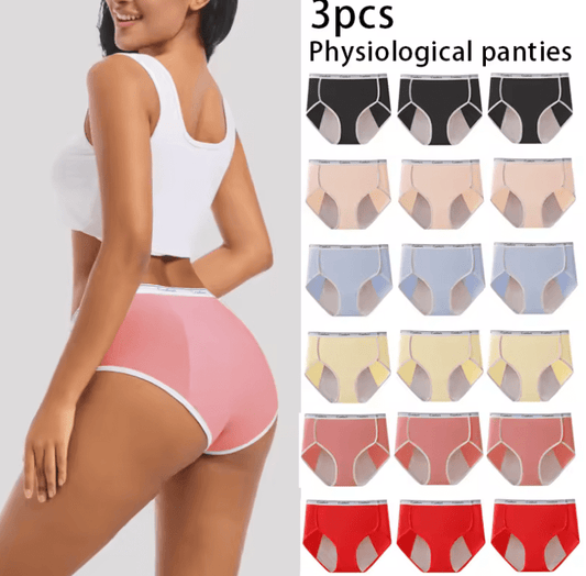 3-Pack Women’s Menstrual Underwear – Leak-Proof Period Panties, High-Waist Cotton Briefs, Absorbent & Comfortable Physiological Panty for Girls & Ladies