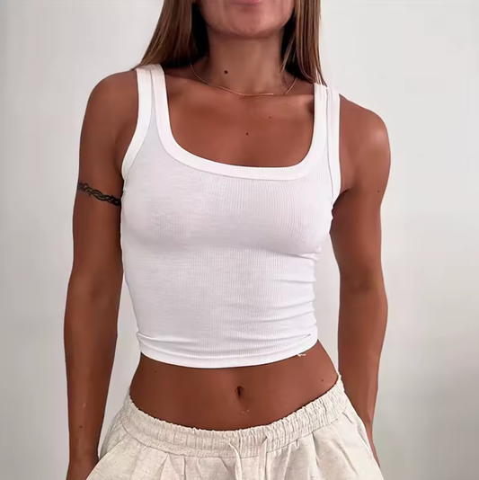 Spice Girl Style Slim Crop Top – Women’s Sleeveless Sling Vest – Summer Navel T-Shirt Tank – Y2K Black & White Stretch Cami Top